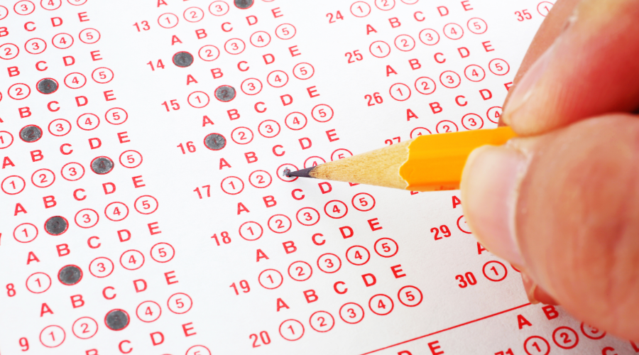 A standardized test answer sheet