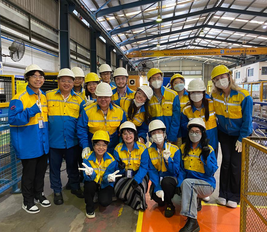 Grace Kwon at Blue Scope, a steel manufacturing factory, in Vietnam.