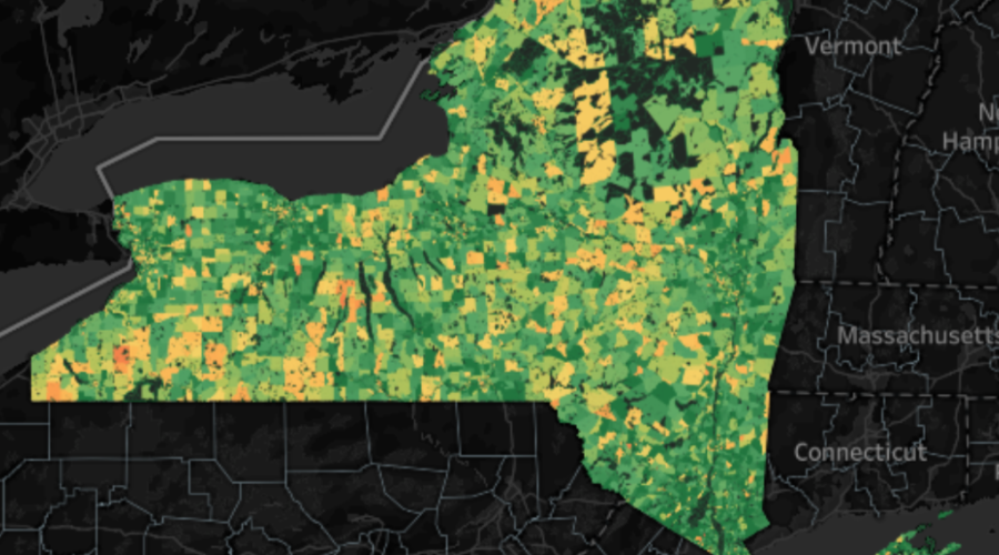 Heat map of digital equity accessibility across NYS