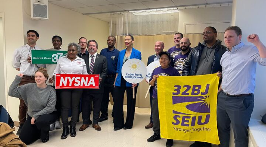 Photo of CJI and rank-and-file union members lobbying for public solar 