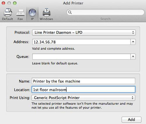 change ip address for network printer on mac